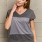 Simply Grays Striped V-Neck Short Sleeve T-Shirt