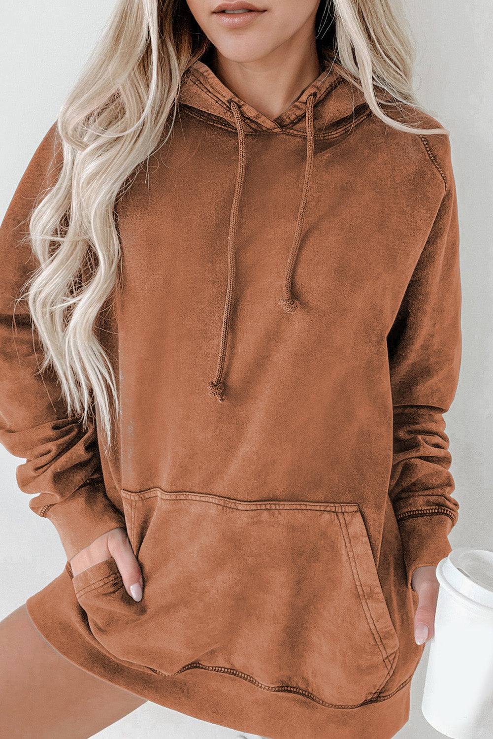 Full Size Long Sleeve Front Pocket Hoodie