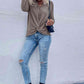 Twist Front Long Sleeve Waffle Knit Top