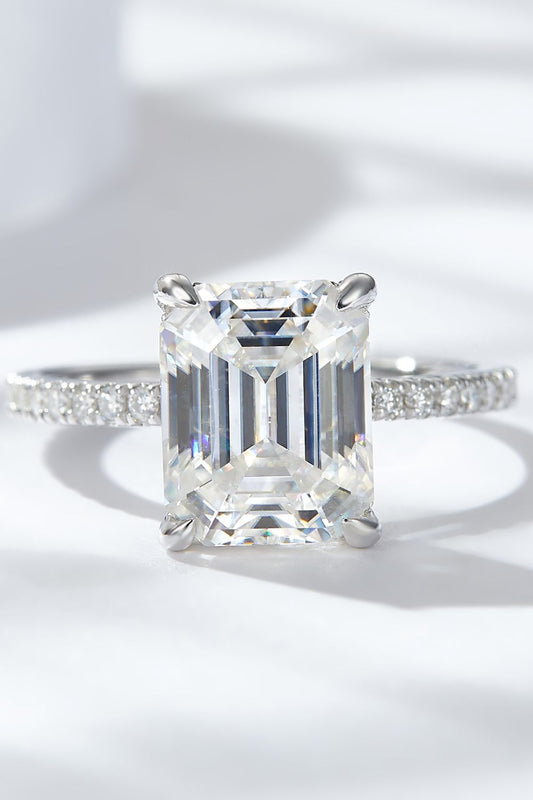 Women's Emerald Cut 4 Carat Moissanite Side Stone Ring