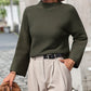 Mock Neck Dropped Shoulder Pullover Sweater