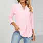 Full Size Eyelet Three-Quarter Sleeve Blouse