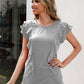 Ruffled Round Neck Cap Sleeve T-Shirt
