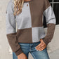 Textured Color Block Round Neck Sweatshirt