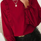 Frill Round Neck Flounce Sleeve Blouse