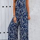 Printed Wide Strap Jumpsuit with Pockets