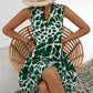 Printed Notched Sleeveless Tiered Dress
