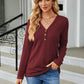 Full Size Cable-Knit Long Sleeve V-Neck T-Shirt