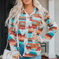 Printed Button Up Long Sleeve Shirt