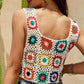 Geometric Square Neck Wide Strap Sweater Vest
