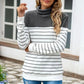 Striped Contrast Turtleneck Sweater