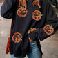 SEASONAL FALL Pumpkin Print Dropped Shoulder Black Sweatshirt