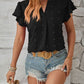 Swiss Dot Notched Cap Sleeve T-Shirt