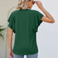 Women's JAYLEEN Full Size Notched Neck Flutter Sleeve Tee