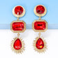 Geometrical Shape Zinc Alloy Frame Glass Dangle Earrings