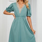 V-Neck Puff Sleeve Dress