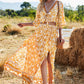 Printed Half Sleeve Top and Slit Skirt Set