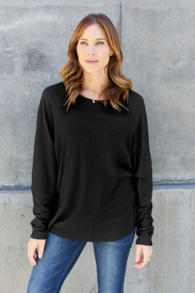 Double Take Full Size Round Neck Long Sleeve T-Shirt *