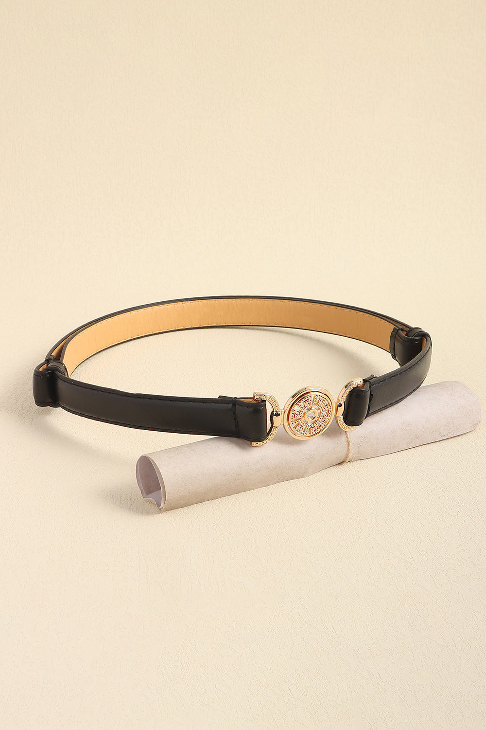 Abigail Andi Rhinestone Décor PU Leather Belt