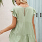 Women's Round Neck Flutter Sleeve Tiered Blouse