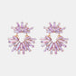 Flower Shape Glass Stone Dangle Earrings