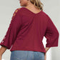 3/4 Sleeve Cutout Detail Top