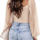Polka Dot Square Neck Lantern Sleeve Blouse