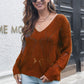 TrendiStyles Openwork V-Neck Dropped Shoulder Sweater 🦋