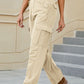 Mid-Rise Waist Straight Jeans with Pockets