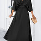 Slit Tied V-Neck Three-Quarter Sleeve Dress