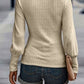 Ribbed Round Neck Lantern Sleeve Knit Top