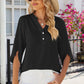 Notched Half Button T-Shirt