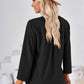 Full Size V-Neck Roll-Tap Sleeve Blouse