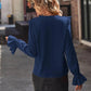 Full Size Ruffled V-Neck Flounce Sleeve Shirt