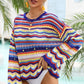 Women's Multicolored Stripe Round Neck Cover-Up