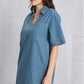 Larissa Bea Pocketed Collared Neck Mini Denim Dress