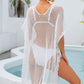 SO SUMMER One Size Fringe Trim Openwork Cover Up