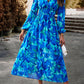 IconicDream Printed V-Neck Long Sleeve Midi Dress