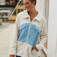Plush Contrast Zip Up Coat