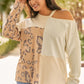 Plus Size Leopard Color Block Long Sleeve T-Shirt
