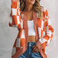 Plaid Open Front Dropped Shoulder Cardigan