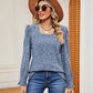 Full Size Square Neck Puff Sleeve Top