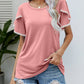 Malibu Dreams Pom-Pom Trim Flutter Sleeve Round Neck Tee