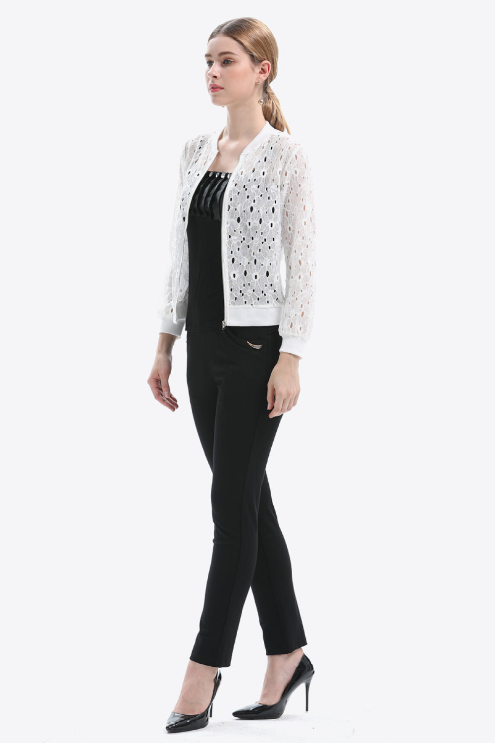 Women's Openwork Zip Up Jacket