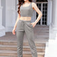 Hannah Waffle-Knit Cropped Tank and Drawstring Pants Set