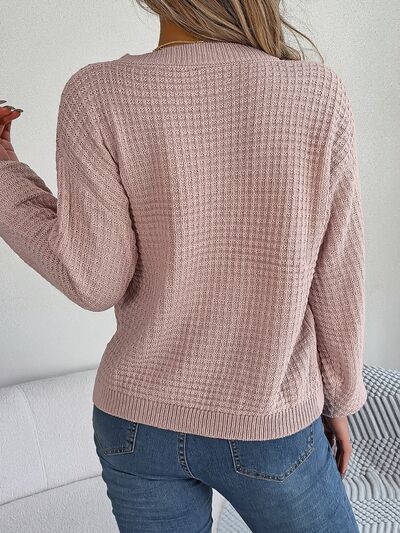 NotSoBasic Cable-Knit Round Neck Long Sleeve Sweater