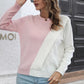 NatashaJay Contrast Color Round Neck Long Sleeve Sweater 🦋