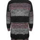 Striped Open Front Black Long Sleeve Cardigan with Pockets