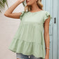 Women's Round Neck Flutter Sleeve Tiered Blouse