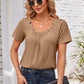 Decorative Button Scoop Neck T-Shirt